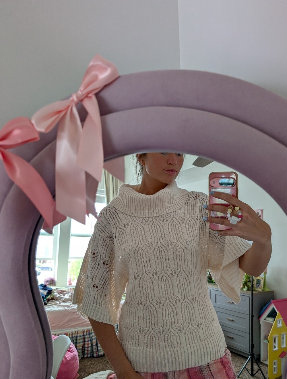 Christopher & Banks Cream Cowl-Neck Cable Knit Sweater Size Large